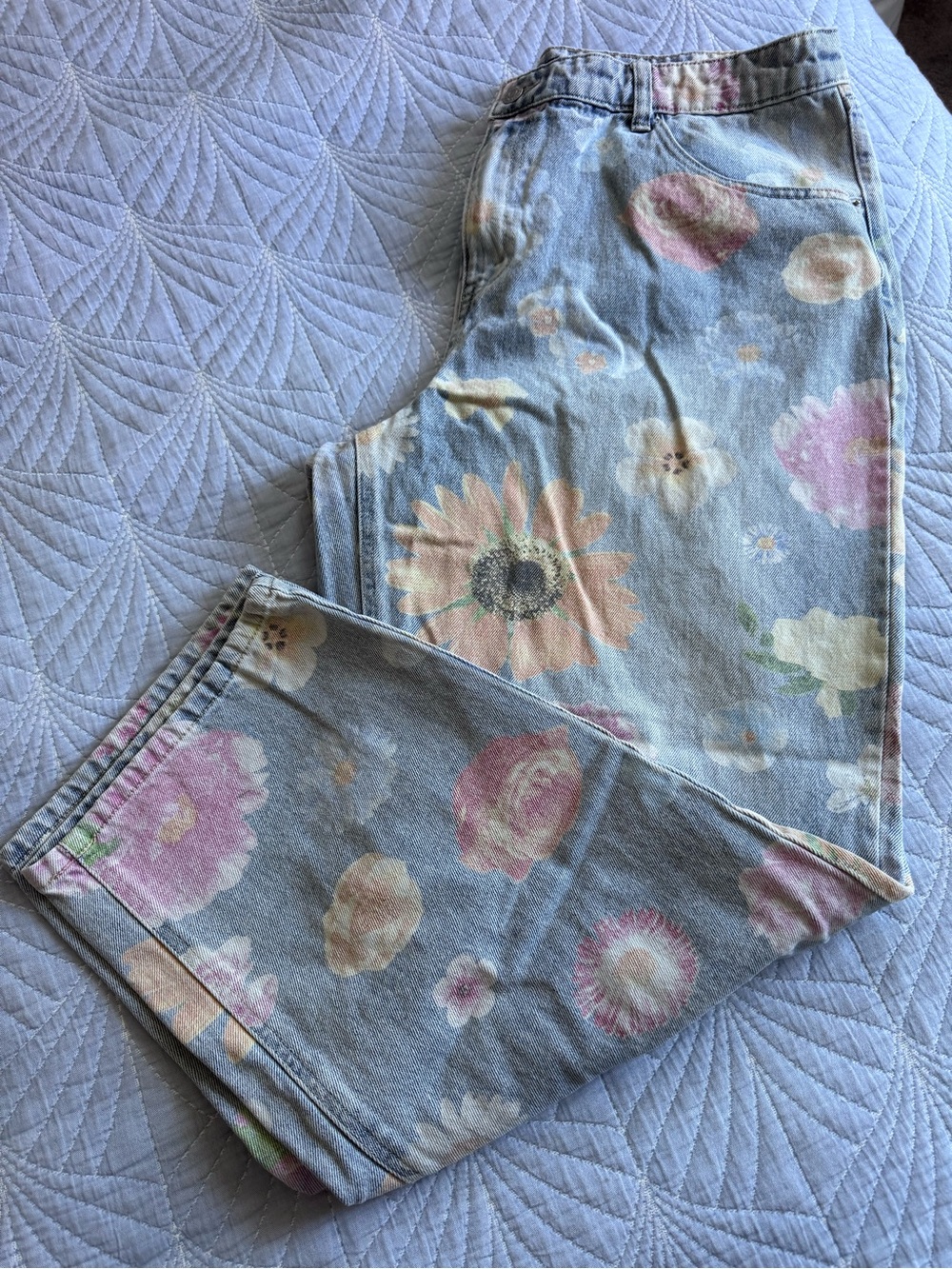wild fable Pastel Floral print Straight Leg Jeans - Light Blue